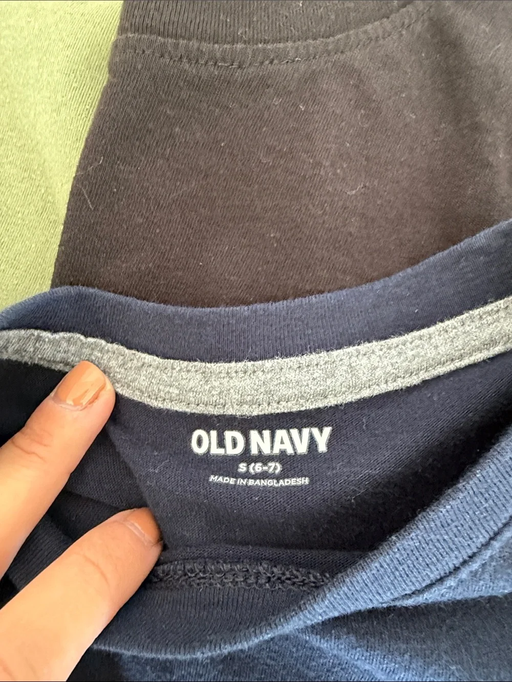 Old Navy Kids Long Sleeve Tees in Olive Green, Black, Navy Blue